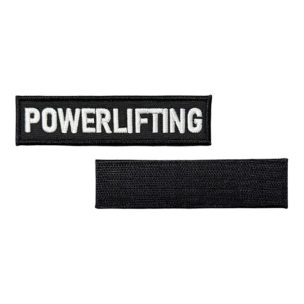 black ground powerlifting written patch velcro