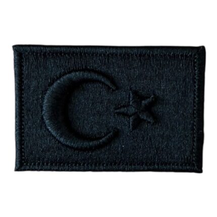 3d crescent star black turkish flag patch 6x4 cm