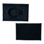 3d ay yildiz siyah turk bayragi nakis pec 6x4 cm cirtli