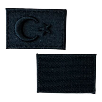 3d crescent star black turkish flag patch 6x4 cm velcro