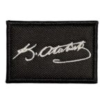 siyah zemin ataturk imzali nakis pec patch 6x4 cm