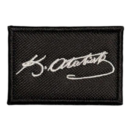 black ground ataturk signed patch 6x4 cm