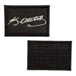 siyah zemin ataturk imzali nakis pec patch 6x4 cm cirtli