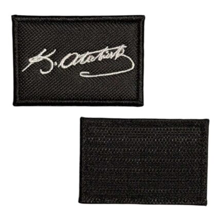 black ground ataturk signed patch 6x4 cm velcro