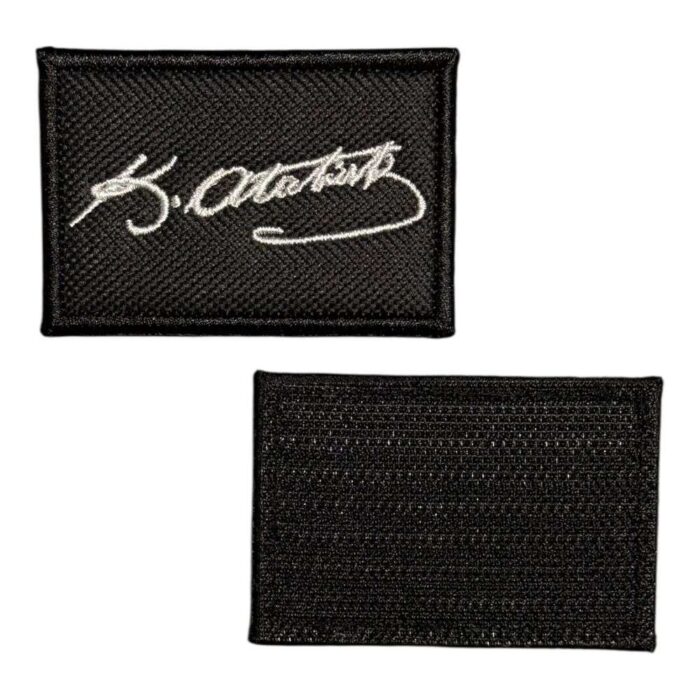 black ground ataturk signed patch 6x4 cm velcro