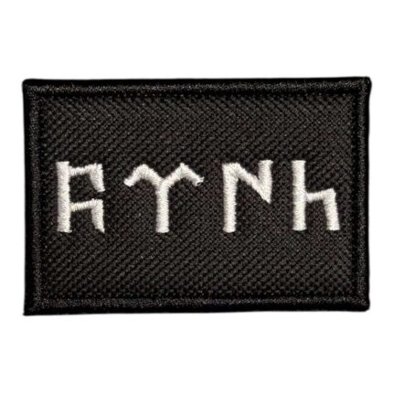 black ground gokturk alphabet turkish patch 6x4 cm