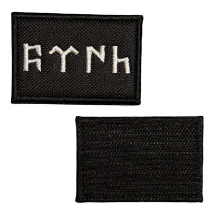 black ground gokturk alphabet turkish patch 6x4 cm velcro