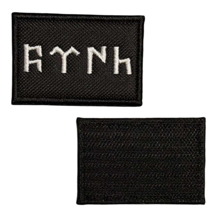 siyah zemin gokturk alfabeli turk patch 6x4 cm cirtli