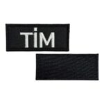 siyah zemin tim yazili nakis pec patch cirtli