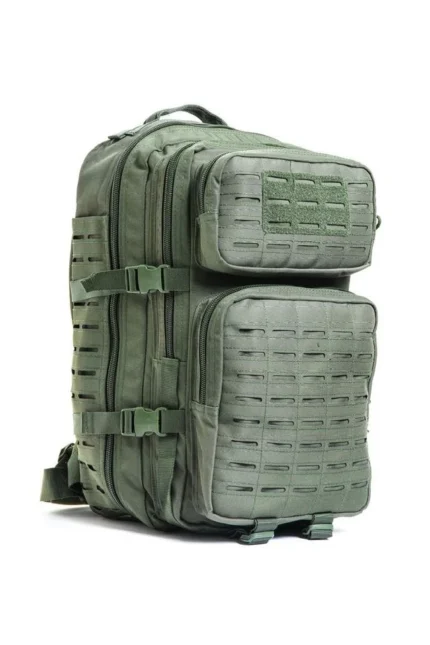 khaki color 45l backpack with 2 free patches 1