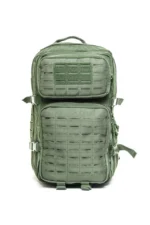 khaki color 45l backpack with 2 free patches