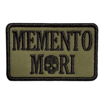 khaki background memento mori embroidered patch