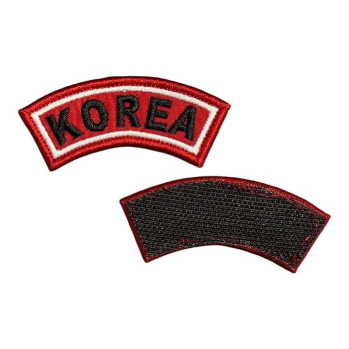 red background korea embroidered patch velcro