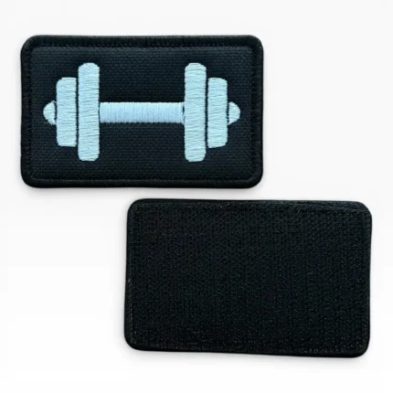 fitness dumbbell embroidered patch velcro