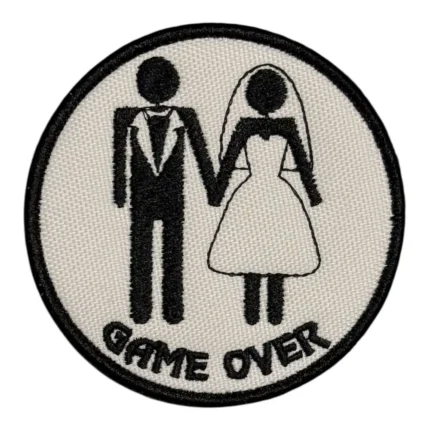 game over wedding embroidered patch