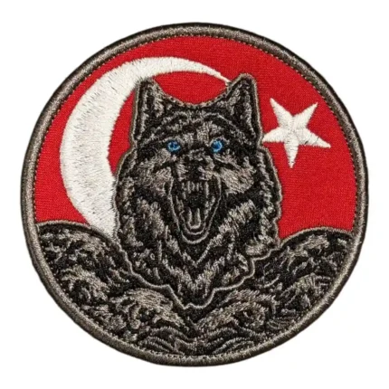 crescent and star wolf embroidered patch