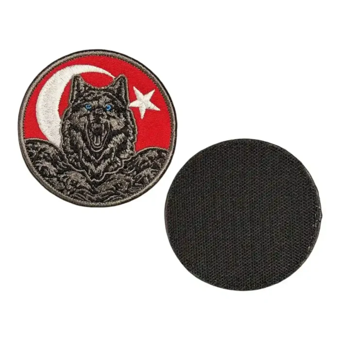 ay yildizli bozkurt nakis patch pec cirtli