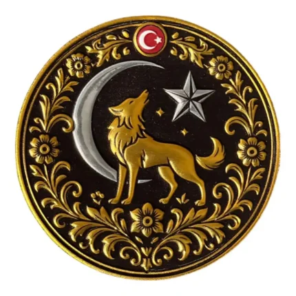 wolf crescent star patch with motif
