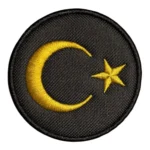 altin sarisi yuvarlak turk bayragi pec patch
