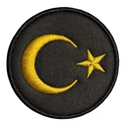 altin sarisi yuvarlak turk bayragi pec patch