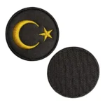 altin sarisi yuvarlak turk bayragi pec patch cirtli